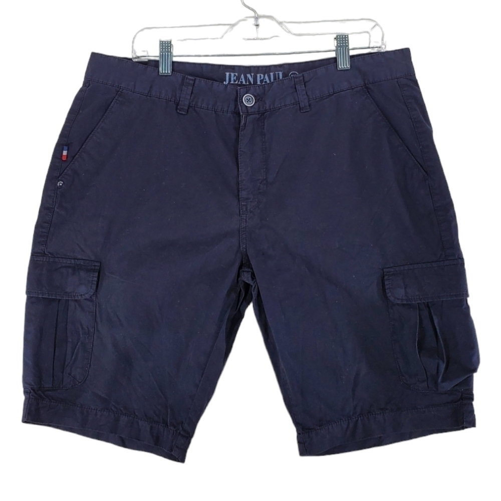 Jean Paul Benny Cargo Shorts Mens XL Twill Navy Cotton Flat Front (36x10.5)